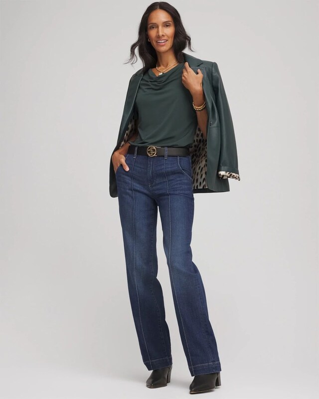 Jersey Knit Cowlneck Tee - image 2